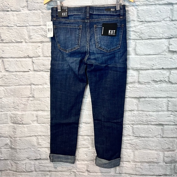 Nwt Kut from the Kloth Size 0 Catherine BoyFriend Fit Blue Wash Jeans - Picture 3 of 13